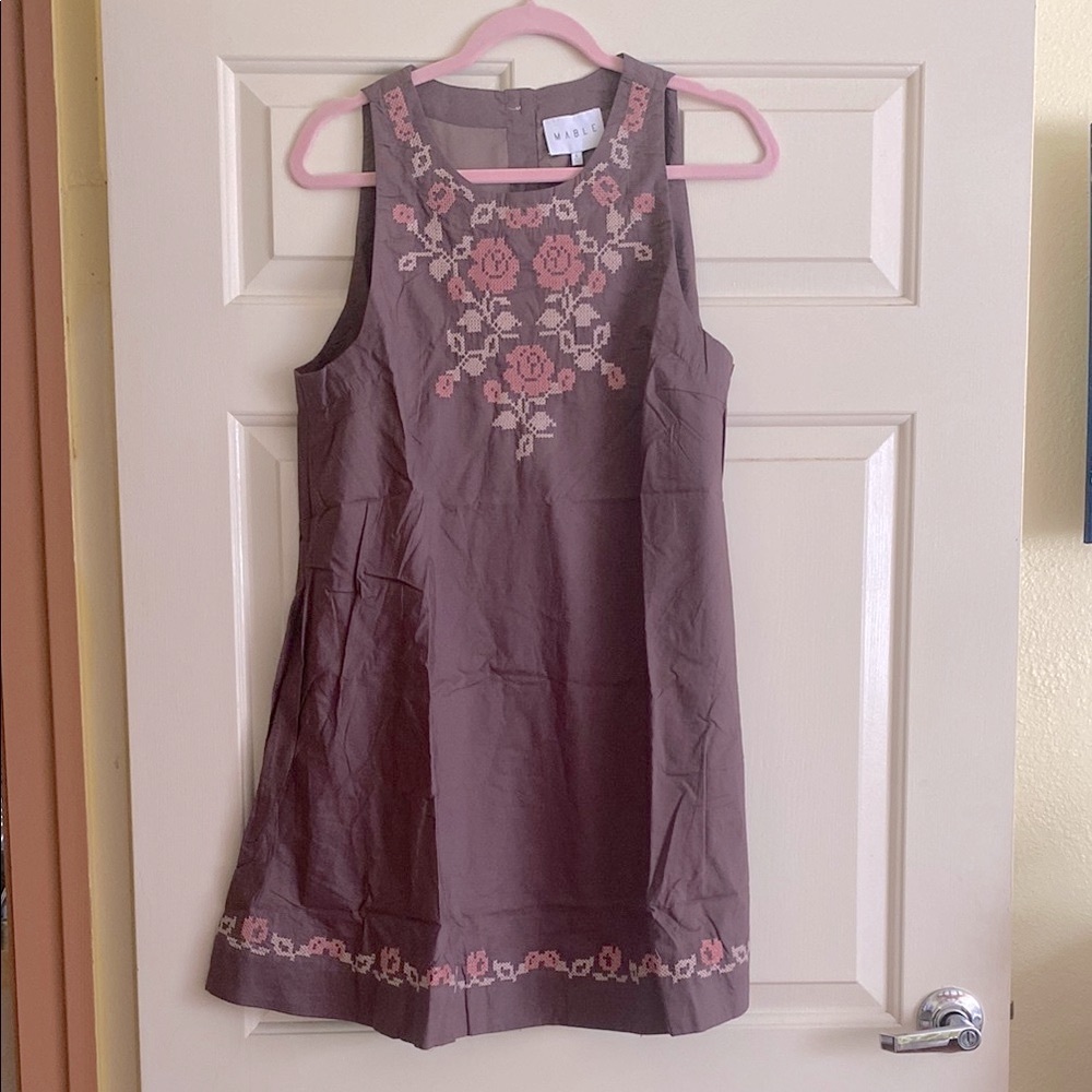 NWT MARBLE Purple and Pink Embellished Midi Dress, Size L